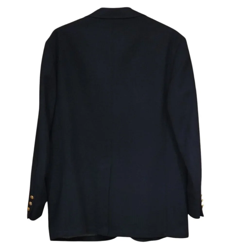 Vintage Trend Shop Stewart Men's Navy Blue Wool Blazer with Gold Buttons Sz 44R